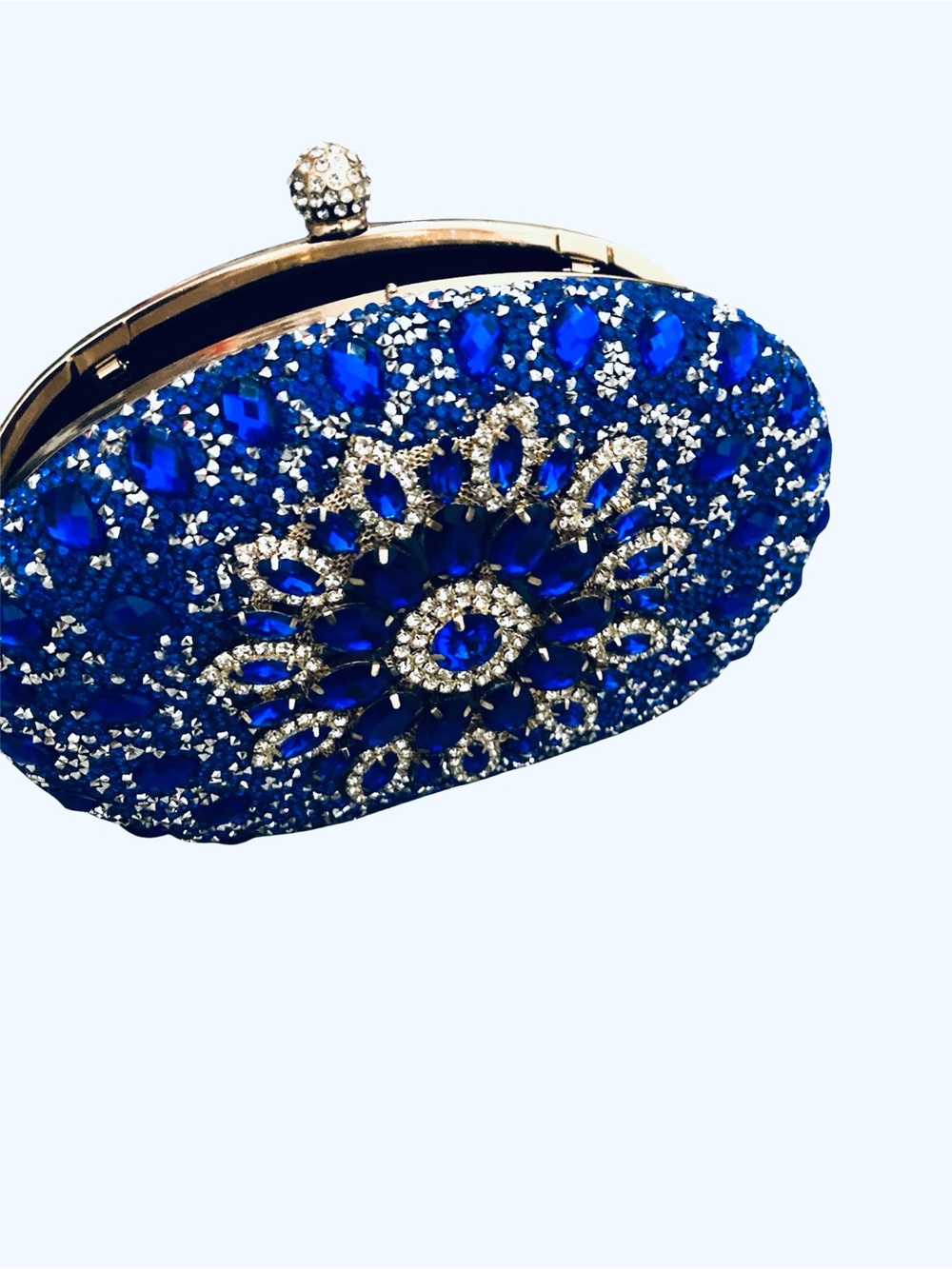 New Ramla Embellished Blue Crystal Evening Clutch